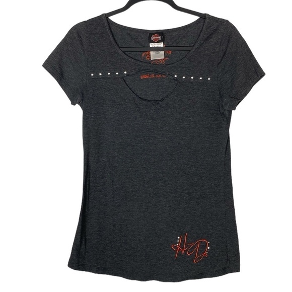 Harley Davidson grey studded tee - Picture 1 of 6